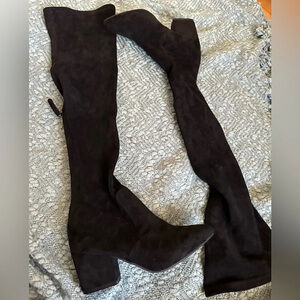 Women’s sock boot size 38 zipper back black faux suede boots